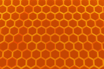 3d illustration of a yellow honeycomb monochrome honeycomb for honey. Pattern of simple geometric hexagonal shapes, mosaic background. Bee honeycomb concept, Beehive