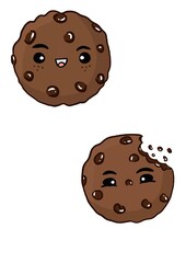 drawing happy cookie with white background