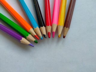 set of wooden colored pencils