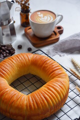 a trending bread named wool roll bread in white background