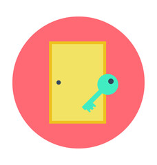 Door with Key Colored Vector Icon