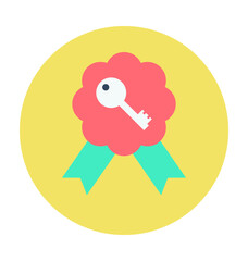 Badge with Key Colored Vector Icon