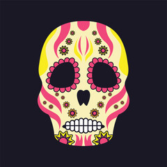 head skeleton on black background. vector illustration