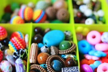 Fototapeta na wymiar Colored stone beads for needlework
