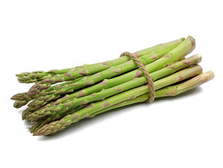 bunch of green asparagus isolated on white background