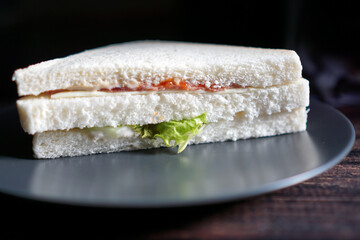 Sandwiches for brakfast. Sandwich close up picture.