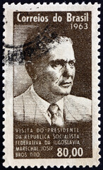 Postage stamp Brazil 1963 Marshal Tito, President of Yugoslavia