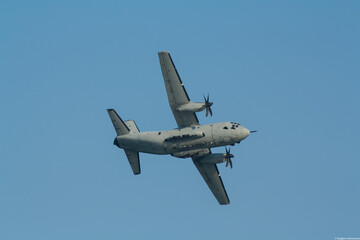 Cargo airplane C27J Sparan flying at an airshow