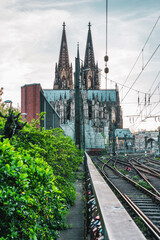 Panoramic view of Cologne Cathedral, Germany.