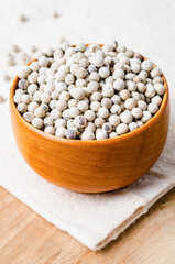 Dried white peppercorn seeds.