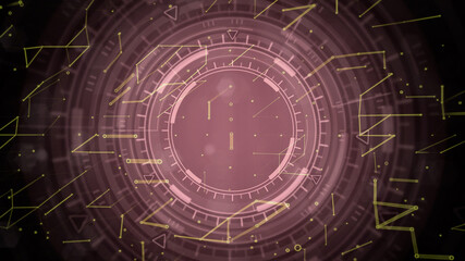 Abstract 3D illustration - colorful modern abstract background of moving ui or hud circles, science concept