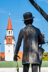 Karl Valentin Brunnen fountain at Viktualienmarkt market place, Munich, Germany