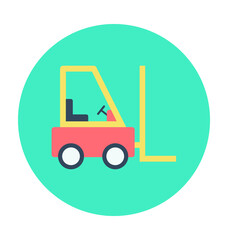 Forklift Truck Colored Vector Icon