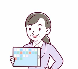 タブレット端末を持つ人