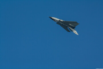 Fototapeta na wymiar Militar jet Tornado flying at an airshow