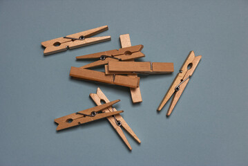 flat lay of some wooden clothespins