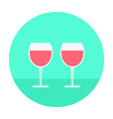 Wine Glasses Colored Vector Icon