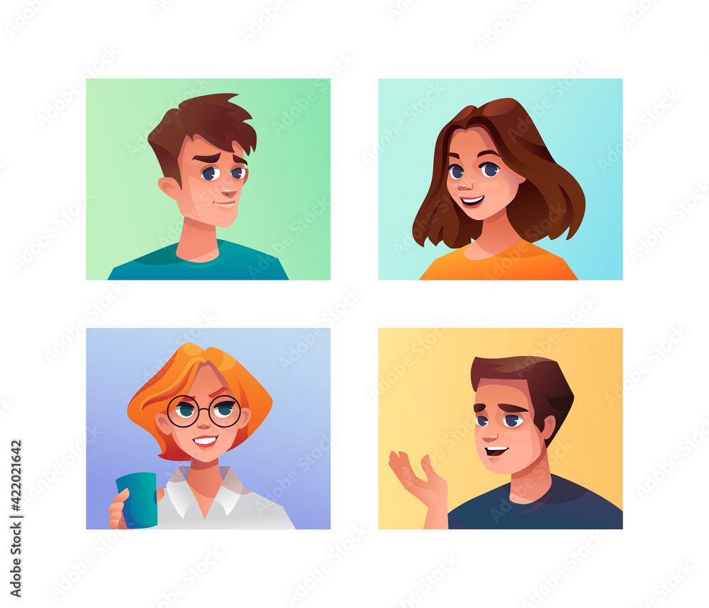 Aufkleber online video conference in computer or notebook, chatting man and woman in internet windows. vector 