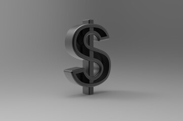 Metallic black color 3d dollar icon.