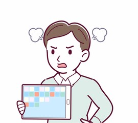 タブレット端末を持つ人