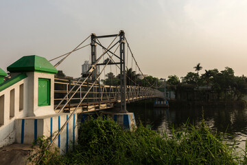 A beautiful hanging foot bridge at Rabindra sarobar.