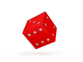 Red dice close-up on white. 3d illustration 