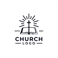 Church Logo design inspiration idea concept with black and white color