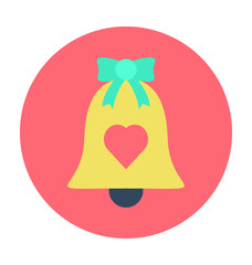 Bell with Heart Colored Vector Icon
