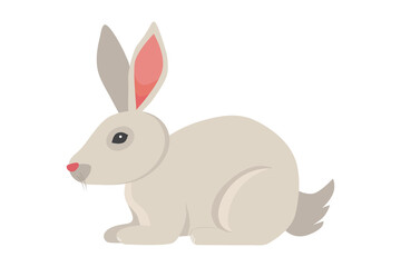 Cute gray rabbit isolated on white background. Flat style design vector illustration
