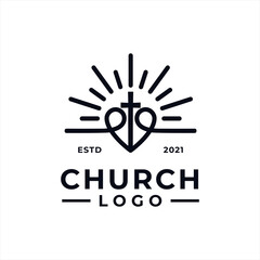 Church Logo design inspiration idea concept with black and white color