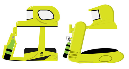 Underwater scooter isolated on the white background. Flat design. Vector.