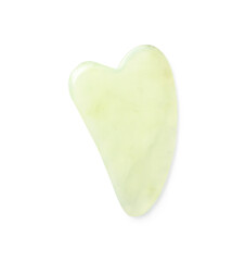 Fototapeta premium Jade gua sha tool on white background, top view