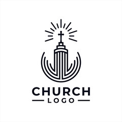 Church Logo design inspiration idea concept with black and white color
