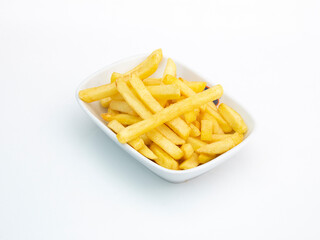 french fries on white background