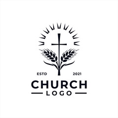 Church Logo design inspiration idea concept with black and white color