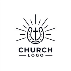 Church Logo design inspiration idea concept with black and white color