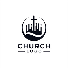 Church Logo design inspiration idea concept with black and white color