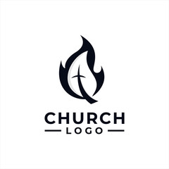 Church Logo design inspiration idea concept with black and white color