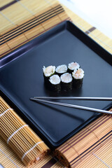 homemade sushi served in an appetizing way