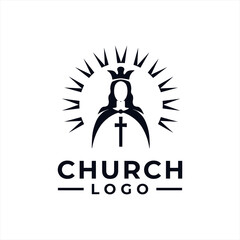 Church Logo design inspiration idea concept with black and white color