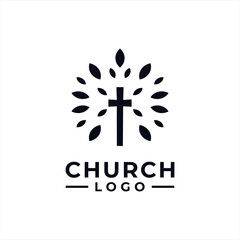 Church Logo design inspiration idea concept with black and white color
