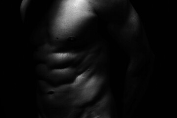 Fototapeta na wymiar naked chest muscular men in studio