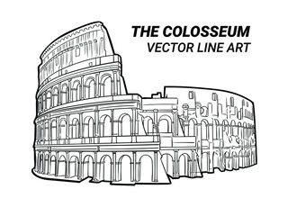 The Colosseum vector line art isolated background