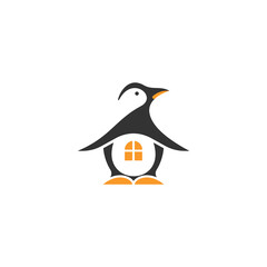 creative modern penguin home logo design vector illustration