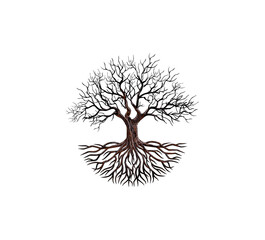 Abstract hand drawing drought tree vector isolated on white