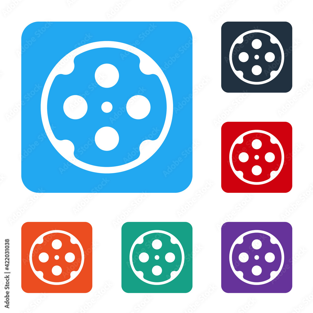 Poster white revolver cylinder icon isolated on white background. set icons in color square buttons. vector