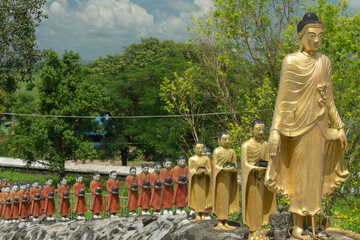 A Buddhist monk statues at the temple, Kyaw Tha Myanmar