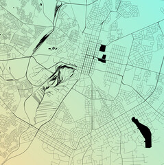 Bulawayo, Zimbabwe - Urban vector city map with parks, rail and roads, highways, minimalist town plan design poster, city center, downtown, transit network, street blueprint