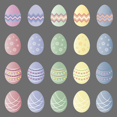 Set of Easter colorful eggs. Vector illustration.
