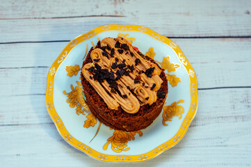 chocolate cake with chocolate, cake, dessert, chocolate, food, sweet, plate, delicious, cream, slice, bakery, snack, brownie, brown